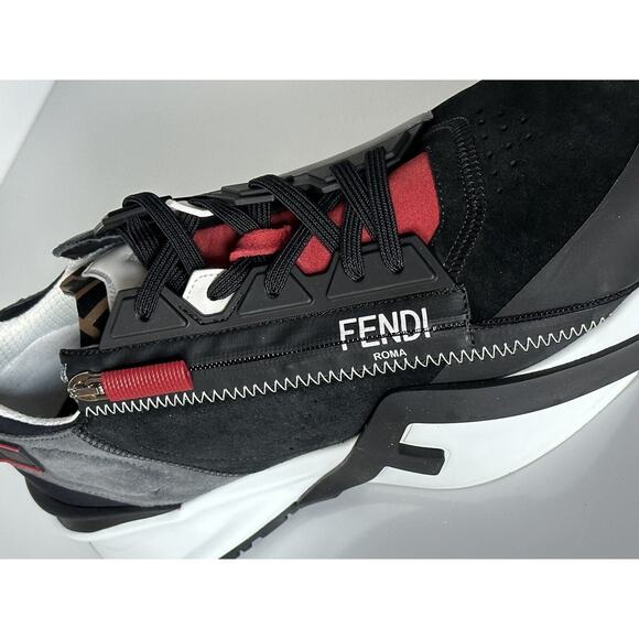 NIB $930 Fendi Flow Men\'s Leather/Fabric Sneakers Black 11 US (44 Eu) 7E1392 IT main image 12